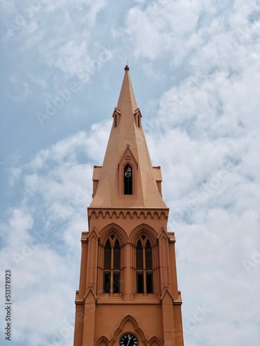 St. Paul's Church at Thoothukudi, Tamilnadu. Religious architecture against blue sky background. photo