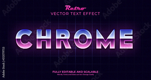 Editable Vintage Chrome Vector Text Effect Style
