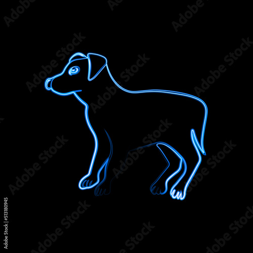 Vector illustration of dog with neon effect.