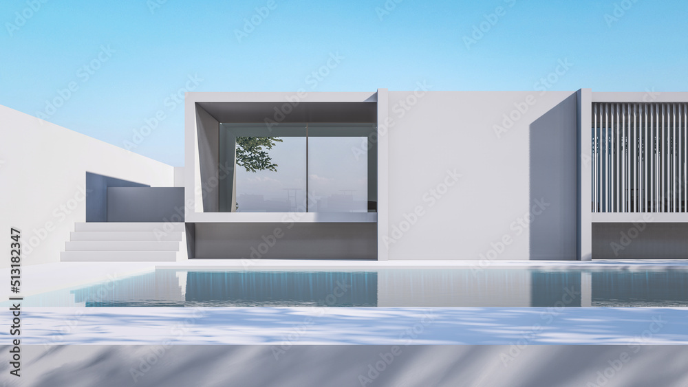 3D rendering illustration of modern house