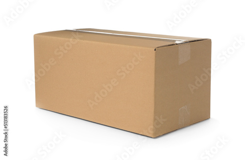 One closed cardboard box isolated on white. Delivery service © New Africa