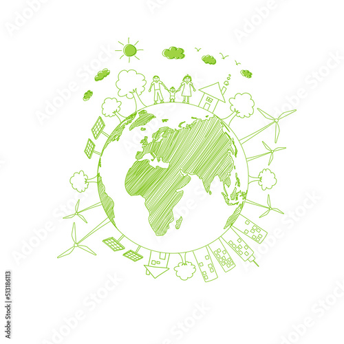 Eco friendly, Sustainable development concept, Earth day and World environment day, vector illustration