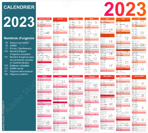 Calendrier 2023 14 mois entièrement modifiable via calques	