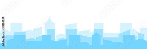 City landscape with buildings silhouette. Town skyline shape. Urban landscape in flat style. Vector illustration isolated on white.