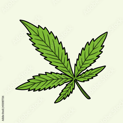  Hand drawn of cannabis leaf