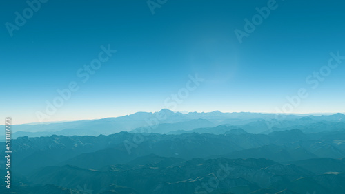 Silhouette of Himalaya mountains under blue sky  photo