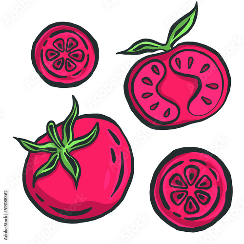Fototapeta Naklejka Na Ścianę i Meble -  Tomato icon in a flat design on a white background