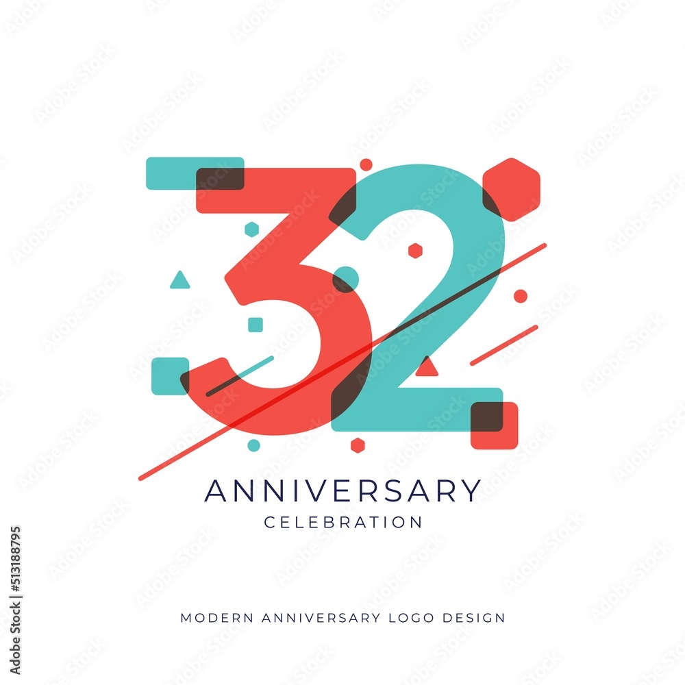 32 years anniversary celebration logo design template vector