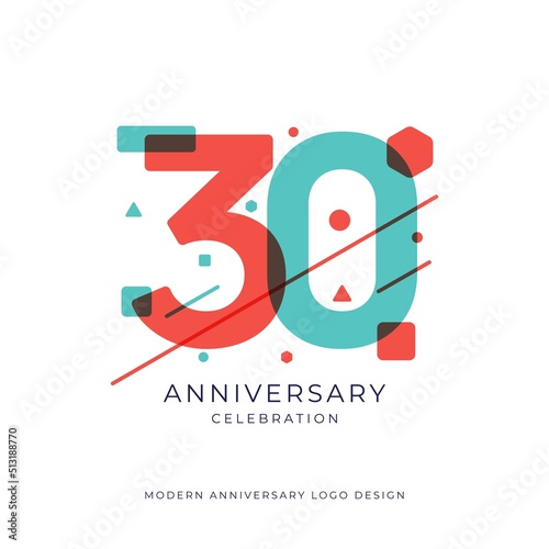 30 years anniversary celebration logo design template vector
