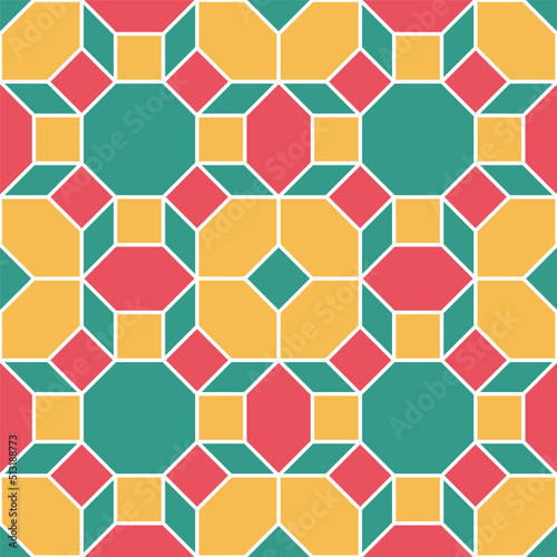 Geometric seamless pattern, arabic style ornament textile print.