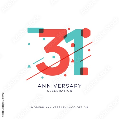 31 years anniversary celebration logo design template vector
