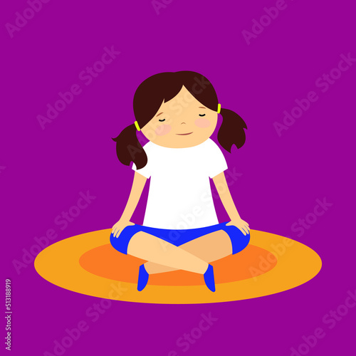 Girl sitting in lotus position meditating