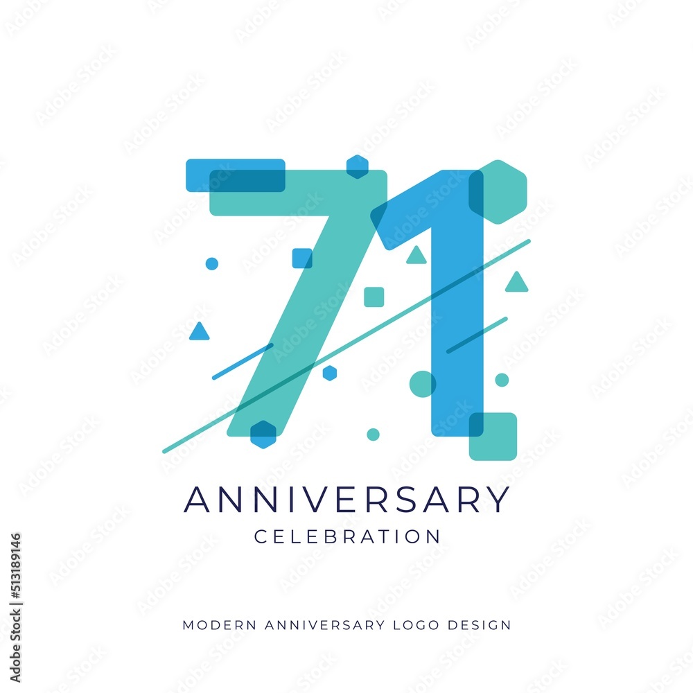 71 years anniversary celebration logo design template vector