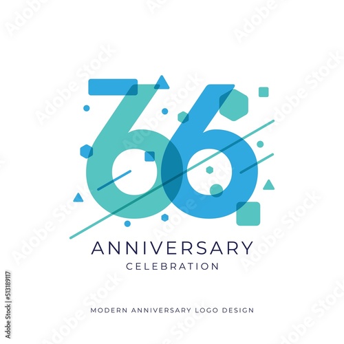 66 years anniversary celebration logo design template vector photo