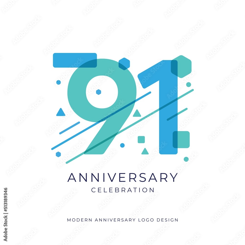 Obraz premium 91 years anniversary celebration logo design template vector