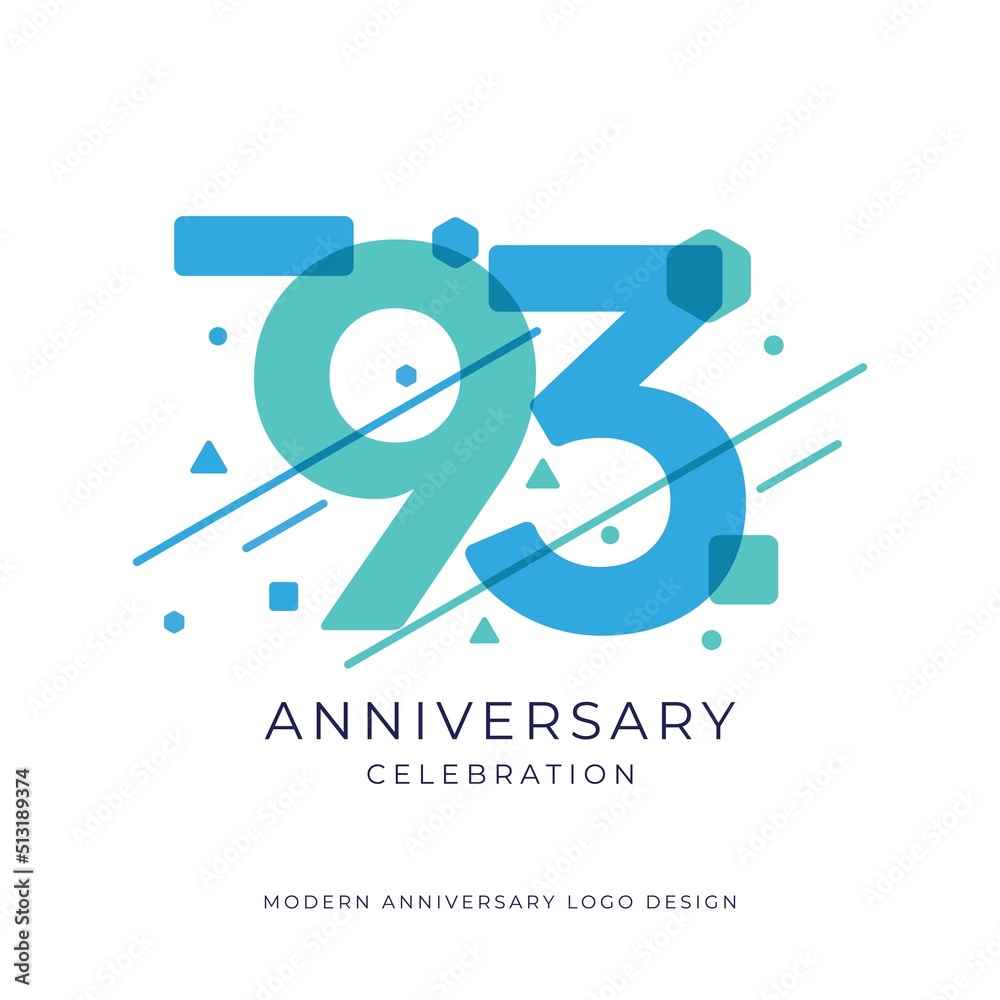 93 years anniversary celebration logo design template vector