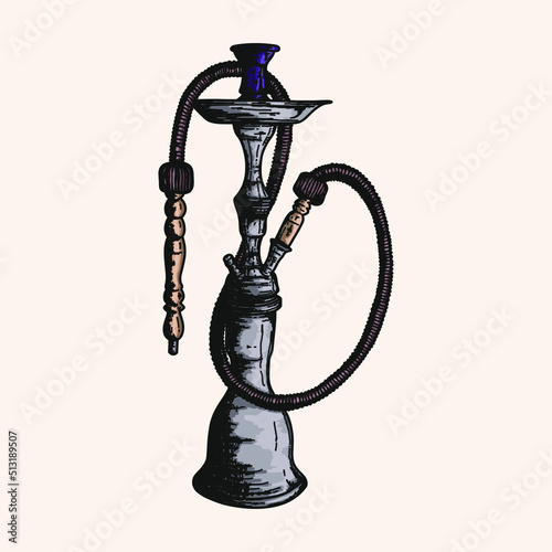 Hand drawn Vintage hookah or shisha