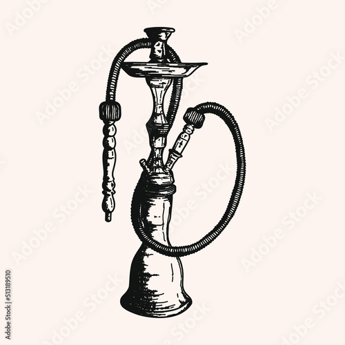 Hand drawn Vintage hookah or shisha - Out line