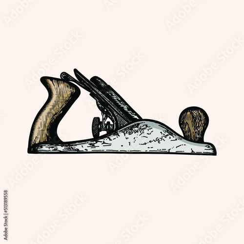 Jack-plane Carpenter Craft Tool Drawn In Vintage Style