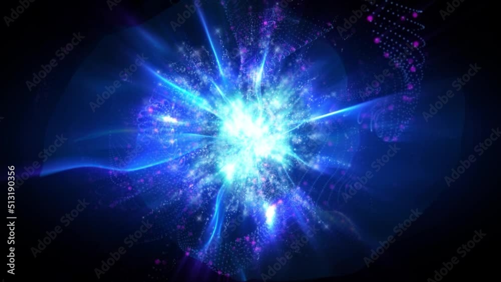 Abstract scientific fantasy background light energy waves forms circling and fluctuation shiny particles projections rays loop