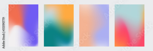 Set of light blurred backgrounds with modern abstract blurred color gradient patterns. Templates collection for brochures, posters, banners, flyers and cards. Vector illustration.