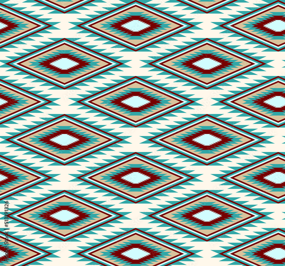 Naklejka premium American Southwestern Seamless repeat pattern - Vector Illustration