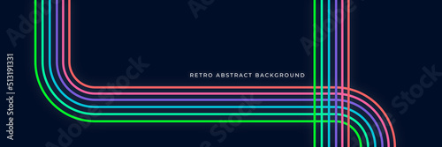 Abstract 1970's background design in futuristic retro style with colorful lines. Vector illustration.