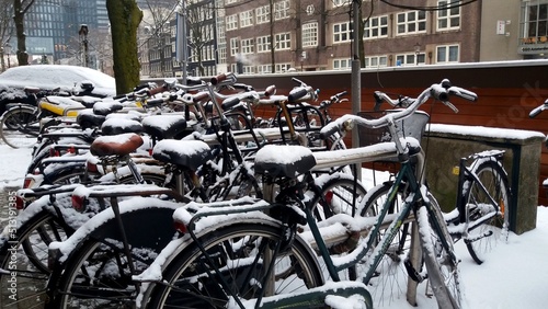 snow on bicycles