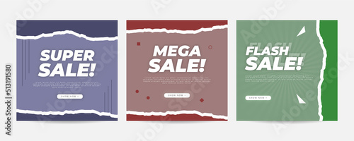 Vector banner of discounts and mega sales on social media and stories.