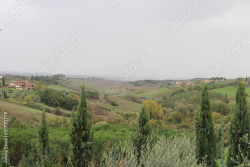 View of Tuscany region from Siena, Italy