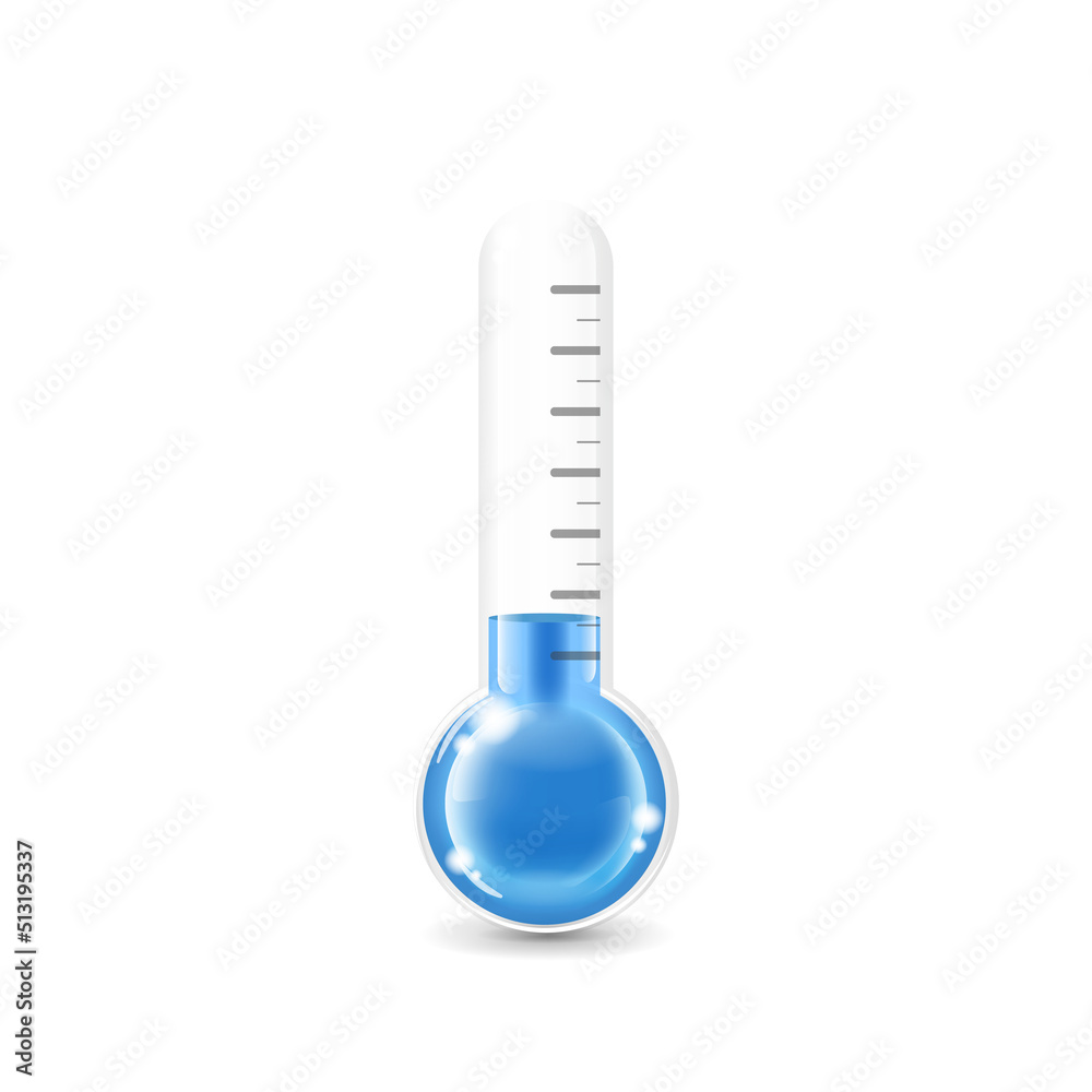 Blue mercury flask transparent icon for low winter weather Blue mercury flask transparent icon for low winter weather