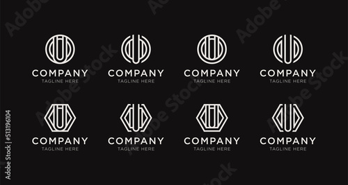 Set of letter U monogram logo design bundle. The logo can be used for any company business