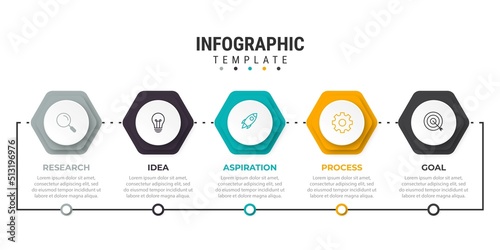 Presentation business infographic template with 5 options. Vector illustration.