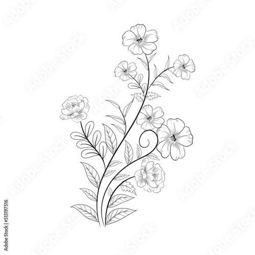 Wallpaper Mural Floral ornamental line art Torontodigital.ca