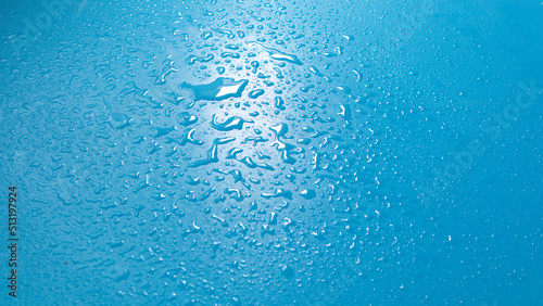 water drops on the blue table