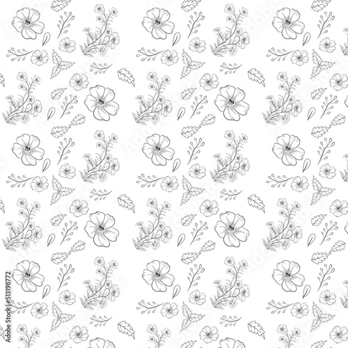 Hand-drawn floral vector pattern  Seamless floral pattern for summer
