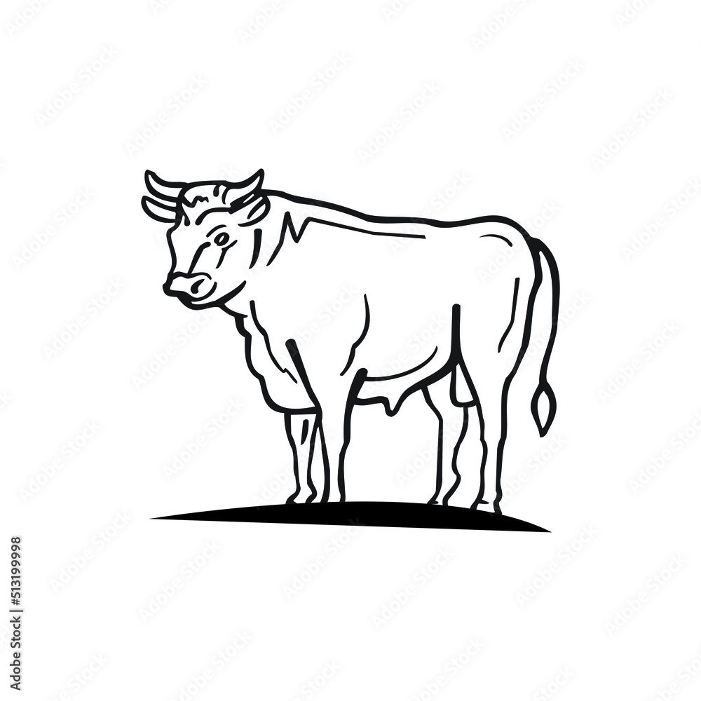 black and white cow, outline cow icon with black vector template black and white cow, outline cow icon with black vector template
