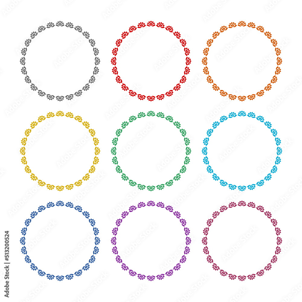 Lotus frame icon isolated on white background. Set icons colorful Lotus frame icon isolated on white background. Set icons colorful