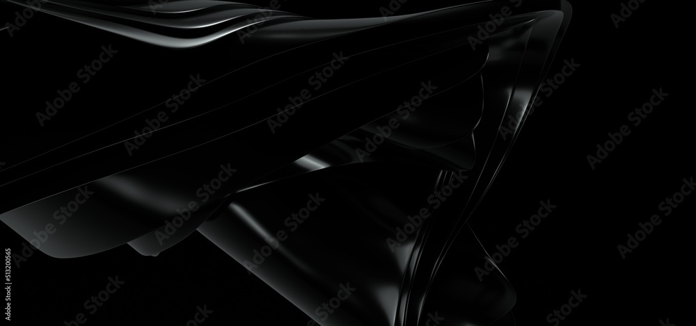 Naklejka premium Black background with 3d shape. 3d illustration, 3d rendering.