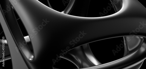 Black background with 3d shape. 3d illustration, 3d rendering. © vegefox.com