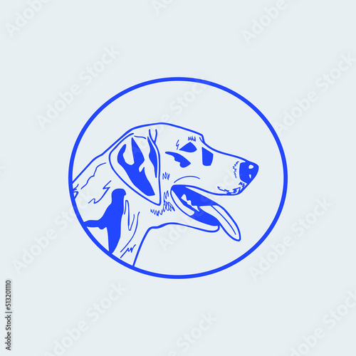 illustration of a dog, Silhouette dog face logo with blue vector design