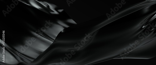 Fotografia Black Oil or Petrol liquid flow, liquid metal close-up, wide horizontal banner