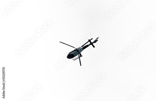 Tableau sur toile Helicopter Flying in the sky on a white background for design as a security conc