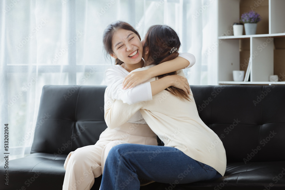 Two beautiful Asian women in a homosexual relationship, queer, gay couple, advocating sexual independence and pride in LGBTQ. Lgbt and love relationship. Supporters of the LGBT community.