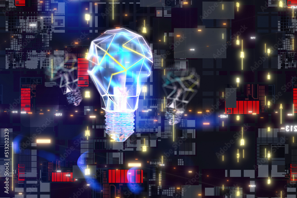 Neural network 3D illustration. Big data and cybersecurity Neural network 3D illustration. Big data and cybersecurity