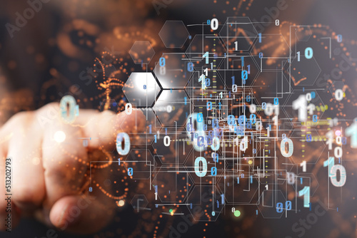 Digital cyberspace with par...