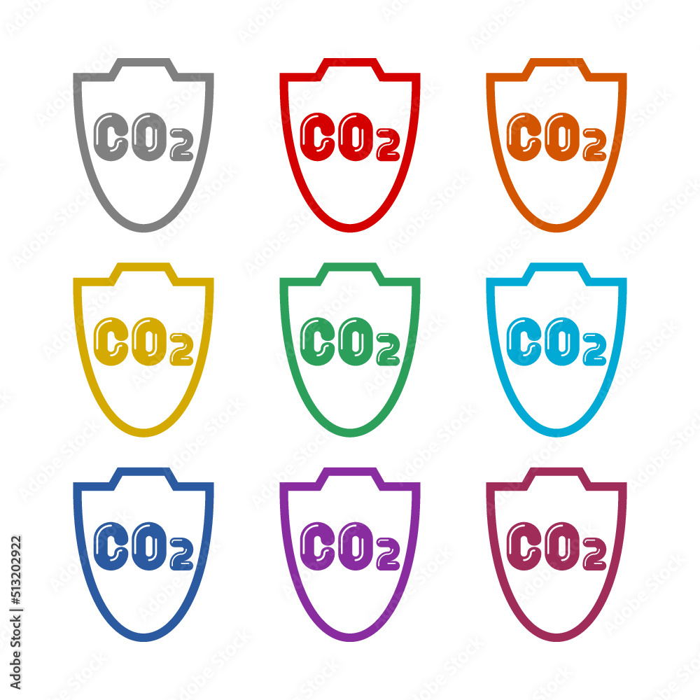 CO2 emissions icon isolated on white background. Set icons colorful CO2 emissions icon isolated on white background. Set icons colorful