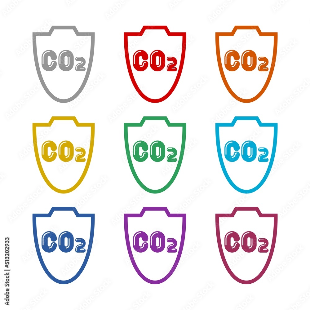 CO2 emissions icon isolated on white background. Set icons colorful CO2 emissions icon isolated on white background. Set icons colorful