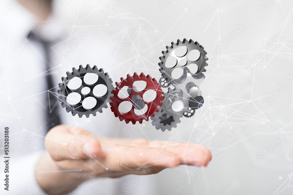 gear Futuristic in Industry 4.0 and business virtual diagram gear Futuristic in Industry 4.0 and business virtual diagram