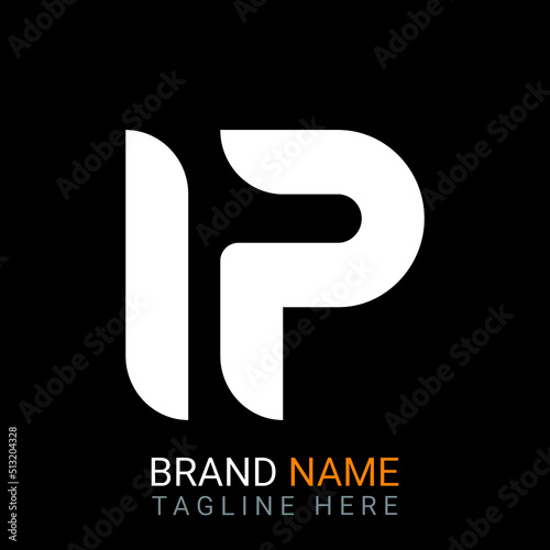 Ip Letter Logo design. black background.